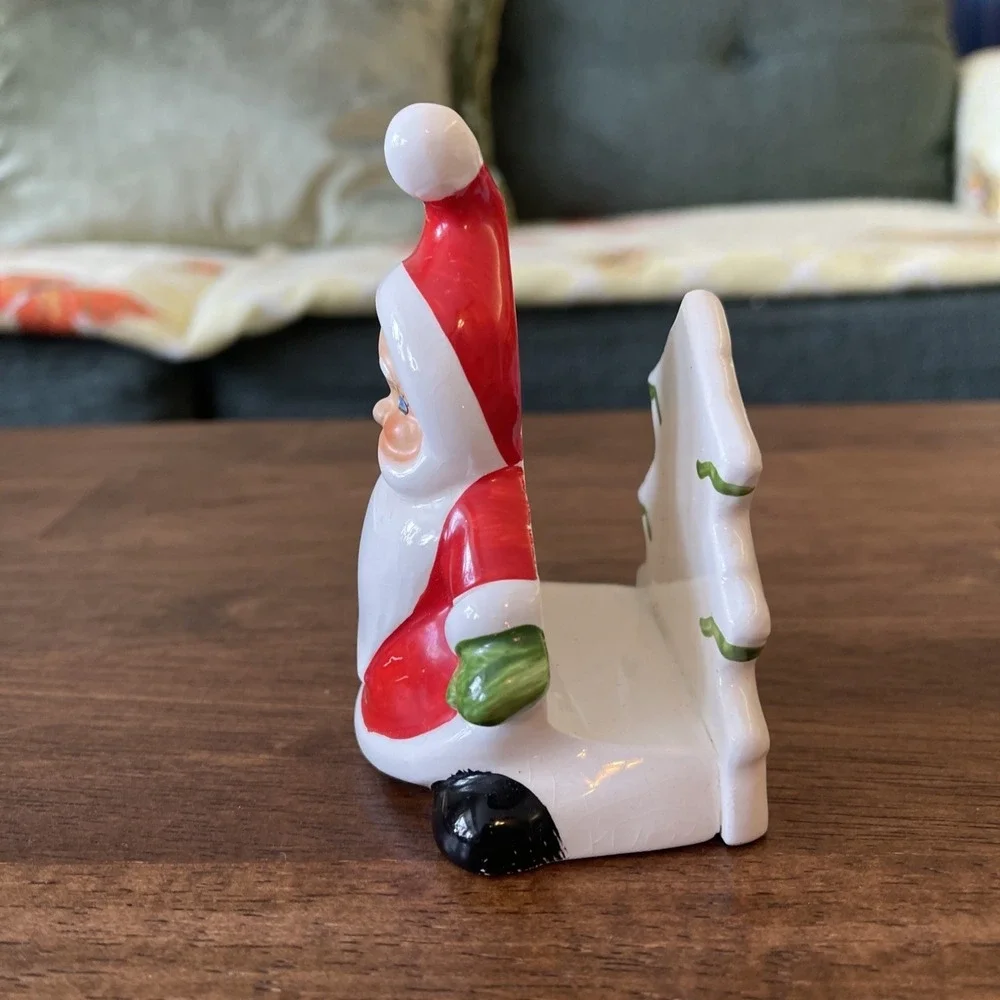 Vintage MCM Christmas Holiday‎ Kitchy Lefton Santa Claus Napkin or Letter Holder